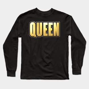 Shiny black and Gold QUEEN word ver2 Long Sleeve T-Shirt